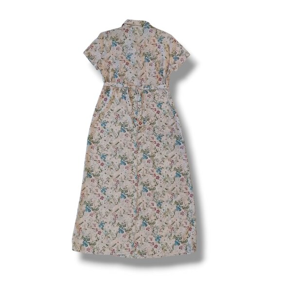 Vintage Maurices Floral Maxi Dress Pink 90s Short Sleeve Boho Summer Size 11 - Picture 2 of 12